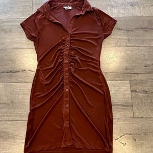 Ruched Button Down Dress